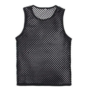 Custom Logo Men Mesh Tank Top Breathable <b>Fishnet</b> Workout Gym Vest Basketball Training Singlet - Product Image 1