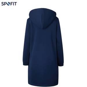Wholesale SPOFIT 100% Cotton Eco-Friendly Breathable Anti-Wrinkle Knitted Lined Drop Shoulder Oversized <b>Long</b> <b>Hoodie</b> <b>Women</b> - Product Image 5