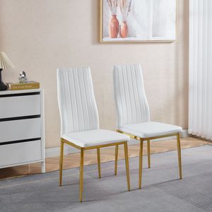 Ensemble de 4 chaises de salle à manger avec pieds dorés et assise blanche - Product Image 2