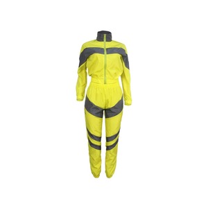 Women Yellow Sporty <b>Jumpsuit</b> 2 Piece <b>Shorts</b> Set Quick Dry Spandex/Nylon Sleeveless Knee Length - Product Image 2