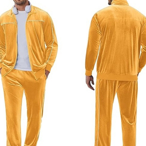 Customized Men's Terry Winter Sporty <b>Tracksuit</b> Side Stripe Jacket Pants Set <b>Velour</b> Sweatsuit Gym - Product Image 5