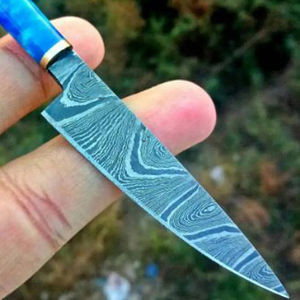 Couteau de Chef Personnalisé Fait Main Burraq DIY OEM en Acier Damas, Mini Couteau de Cuisine avec Manche Magnifique, Idéal pour un Cadeau - Product Image 3