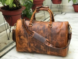 กระเป๋าเดินทางหนังแท้ Workshop Direct รุ่น Retro Duffle Weekender ขนาด 36-55 ลิตร ปิดซิป  กระเป๋าถือขึ้นเครื่องบิน ทนทาน รุ่น LDB-0221 - Product Image 4