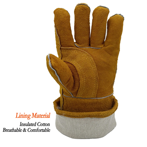 High Performance Cowhide Leather Anti Cut Liner Heat Resistant Tig Welding Safety <b>Gloves</b> Most Popular Long Cuff Welder <b>Gloves</b> - Product Image 4