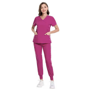 Conjuntos de uniformes de enfermería unisex personalizados de alta calidad al por mayor, uniformes de enfermera transpirables de verano para hospital, tejidos con detección de agujas - Product Image 1