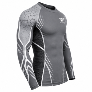 OEM Rashguard de compression à manches longues pour hommes, vêtements de sport pour la gym, avec logo et impression personnalisés - Product Image 3
