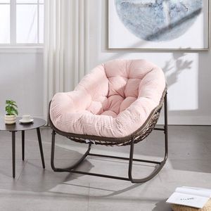 Outdoor Pink Rattan Rocking Recliner Chair with <b>Padded</b> <b>Cushion</b> for Front Porch Living Room Patio Garden - Product Image 2