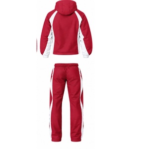 Conjunto Deportivo Rojo Carmesí con Capucha, Chaqueta con Cierre Completo y Pantalones Rectos, Ropa Deportiva Personalizada para Entrenamiento, Conjunto de Dos Piezas - Product Image 2