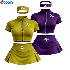 Top Trending Hot Selling Summer <b>Clothes</b> Women Custom Streetwear 3Pcs Short Skirt <b>Gold</b> Zipper Short Sleeve Jacket and Shorts Set - Product Image 6