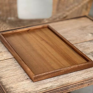 Plateau en bois de noyer, plateau à thé en bois dur, plateau de service pour le thé ou le pique-nique, plateau de service en bois exotique fait main - Product Image 1