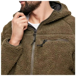 OEM Service Men Sherpa Fleece Hoodie Full <b>Zip</b> Sherpa Lined Faux Fur <b>Jacket</b> <b>Zip</b> <b>Up</b> Hooded Sweatshirt for Autumn Winter - Product Image 4