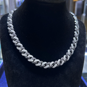 Unisex Hip Hop Moissanite 925 Silver Chain & Link <b>Bracelet</b> with Round Brilliant Cut Claw Setting for Party Wear - Product Image 1