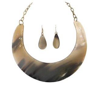 Collar con cuerno de búhos y marrón, con pendiente, artesanía de la India, acabado Natural, nuevo diseño de moda - Product Image 1