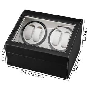 Auto Display <b>Watch</b> <b>Winder</b> Storage Box Black Leather Case with 4 or 6 <b>Automatic</b> Rotation - Product Image 6
