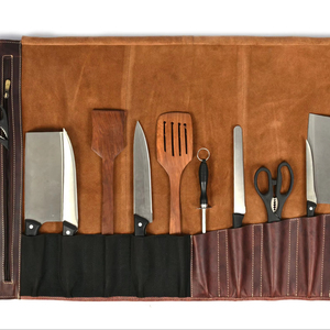 Bolsa de Chef de Cuero Vacuno de Lujo, Resistente a Olores, para Cuchillos, Organizador de Almacenamiento Profesional LBKR-0041 - Product Image 1