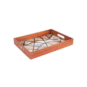Designer Wood Serving Tray with Enamel Print Designs for Weddings Hotels Handicraft Evening Dinner Serve Economically Priced - Product Image 4