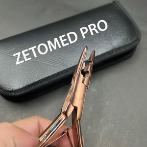 Pince à extensions capillaires plasma professionnelle personnalisable à 2 trous, or rose, en acier inoxydable de qualité chirurgicale, écologique - Product Image 4