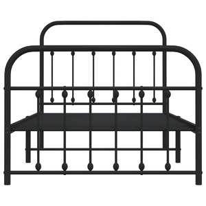 Cadre de lit double en acier noir avec revêtement poudré, lit rectangulaire en métal - Product Image 6