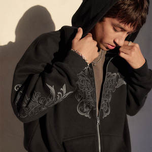 Sweat à capuche pour homme, coupe classique, imprimé, en coton 100%, réversible, anti-transpiration, écologique, de qualité supérieure - Product Image 2