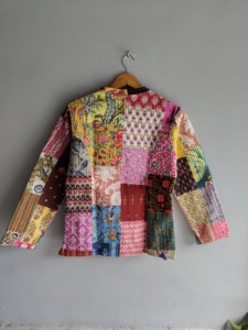 Quilted <b>Patchwork</b> <b>Jacket</b> Women's Mandarin Collar Full Sleeve Cotton Autumn Style Regular Length Button Closure gift for her - Product Image 6