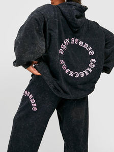 Survêtements décontractés personnalisés très demandés, avec broderie effet délavé à l'acide, à capuche, coupe oversize, effet délavé à la pierre et imprimé - Product Image 4