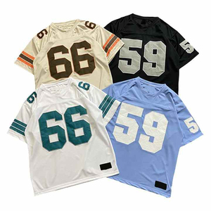เสื้อฟุตบอลอเมริกันแบบสั่งทำ แขนสั้น ระบายอากาศได้ดี สำหรับผู้ชาย ตกแต่งด้วยผ้าทวิลล์ พร้อมหมายเลขทีม ออกแบบสำหรับทุกฤดูกาล - Product Image 1