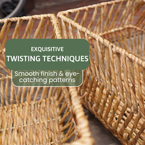 Set 4 Open-weave Storage <b>Baskets</b> <b>Hyacinth</b> Storage <b>Baskets</b> with Iron Wire Frame Made From Vietnam High Quality - Product Image 3