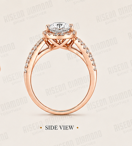 <b>Infinity</b> Halo Diamond Engagement Ring <b>Rose</b> Gold Elegant Crossover Pavé Round Cut Fine Bridal Jewelry Modern Anniversary Gift - Product Image 4