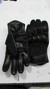 black cow leather riding gloves full finger motorbike gloves quilted <b>back</b> non slip outdoor sports - Product Image 2