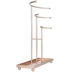 Freestanding Chain Jewelry Organizer Display Stand Brass Finish with Solid Wood Base Multi Necklace Holder - Product Image 5
