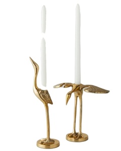 Antique Brass Crane Candle Stand Sculpture with Tealight Holder on Back, Elegant handicr <b>Decor</b> for Home, Hotel, and Event <b>Spaces</b> - Product Image 1
