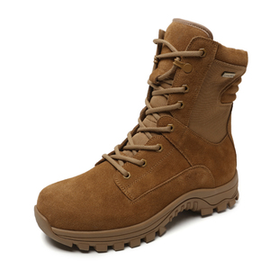 Botas Tácticas Unisex Color Caqui para Senderismo, Parte Superior de Gamuza, Cierre de Cremallera Lateral, Cordones, Suela de Goma, para Caza al Aire Libre, Uso en Otoño - Product Image 4