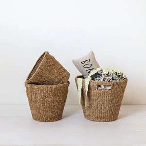 Set of 3 Seagrass <b>Baskets</b> with Attached Handles Handmade <b>Storage</b> <b>Basket</b> Wholesale eco-friendly Made in Vietnam - Product Image 6