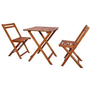 Set da bistrot pieghevole in 3 pezzi in legno di Acacia massello mobili da giardino - Product Image 1