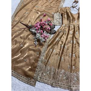 Women's Anarkali Gown and <b>Pant</b> Set with Dupatta Sequence and Embroidery Work - Product Image 4