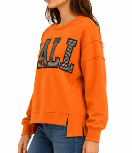 Pull-over personnalisé style universitaire à col montant en molleton épais avec applique de lettres en twill pour la sororité, l'esprit scolaire et les jours de match - Product Image 3