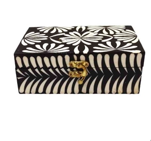 Handcrafted Bone Inlay Jewelry Box Luxury Wooden Storage <b>Case</b> for Rings <b>Earrings</b> Necklaces and Precious Accessories - Product Image 1