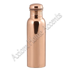 Pure Copper Water Bottle With Ayurvedic Health Benefits 600 ML High Gloss Polished <b>Gym</b> Bottle by Axiom Home Accents - Product Image 1