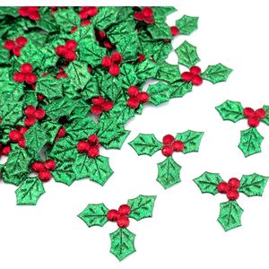 Mini Ghirlande e Corone Natalizie Artificiali con Bacche di Agrifoglio a Tre Foglie, 100 Pezzi, per Biglietti Regalo e Decorazioni Natalizie - Product Image 1