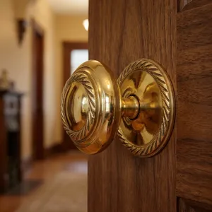 Metal Door Knob Gold Finish set of 4 Decorative Round <b>Cabinet</b> Drawer Pull Handle <b>Vintage</b> Antique Furniture Hardware - Product Image 4