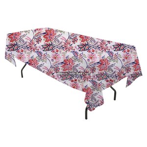 ผ้าปูโต๊ะผ้าฝ้ายพิมพ์ลายบล็อกสี่เหลี่ยมผืนผ้าแบบใหม่ สไตล์อินเดีย สำหรับงานแต่งงาน ตกแต่งบ้าน ทำด้วยมือ - Product Image 1