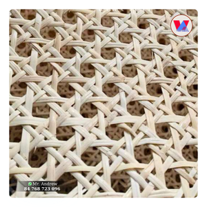 Rouleau de cannage semi-blanchi disponible, maille carrée en rotin, matériau durable pour la fabrication de paniers et la décoration murale DIY, rouleau de 15m - Product Image 1