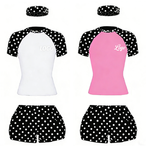 Conjunto Casual de Shorts para Mujer 2026, Estampado de Lunares, Logotipo Personalizado, Camiseta de Algodón de Alta Calidad, Conjunto de Shorts y Leggings para Mujer - Product Image 1