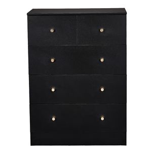 Gabinete de Partículas Negras con 3+2 Cajones y Acabado de Melamina Texturizada, Tiradores Dorados Mate, Dimensiones 66*40*91cm, Archivadores - Product Image 1