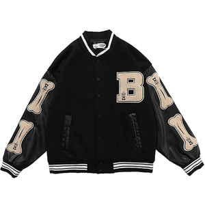 Vente en gros de haute qualité Patchwork Letterman Varsity Jackets Baseball Jacket Men Manteau en cuir de laine pour hommes - Product Image 4