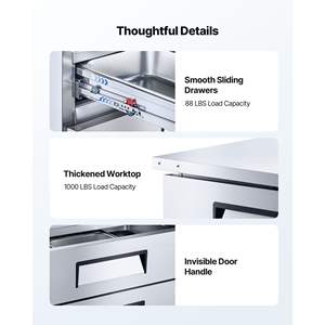 Attrezzatura di Refrigerazione per Cucine Commerciali, Piano di Lavoro in Acciaio Inox da 72 Pollici, Modello D0100XFPUVA - Product Image 6