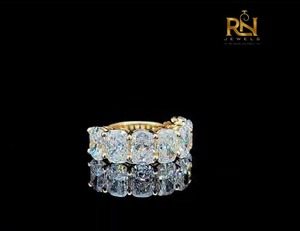 Oval Cut Lab Grown Diamond Half Eternity Band Solid Gold Shared Prong <b>Stacking</b> <b>Ring</b> Women OEM ODM Wholesale B2B Supply - Product Image 2