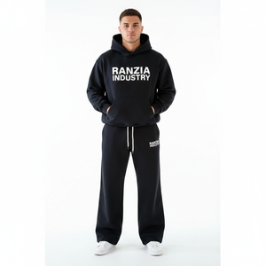 Sudadera con capucha y pantalones deportivos de talla grande con pedrería y cremallera completa Ranzia “Crown Drip” y bordado de pedrería desgastado Ranzia “Iron Bloom” - Product Image 6