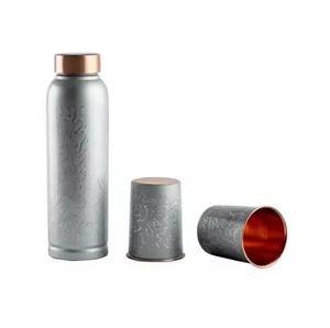 Slate Grey <b>Copper</b> Water <b>Bottle</b> Minimalist Matte Finish Reusable Leakproof <b>Drink</b> <b>Bottle</b> Travel Office Everyday Hydration - Product Image 2