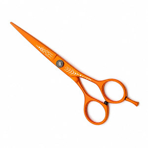 Ciseaux à cheveux professionnels orange, lame en acier inoxydable, manche en céramique, manche long, pour droitiers, usage en salon - Product Image 3